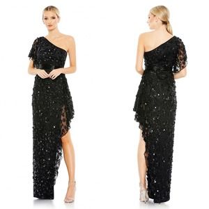 NWT Mac Duggal Embellished One Shoulder Gown in Black Size 18